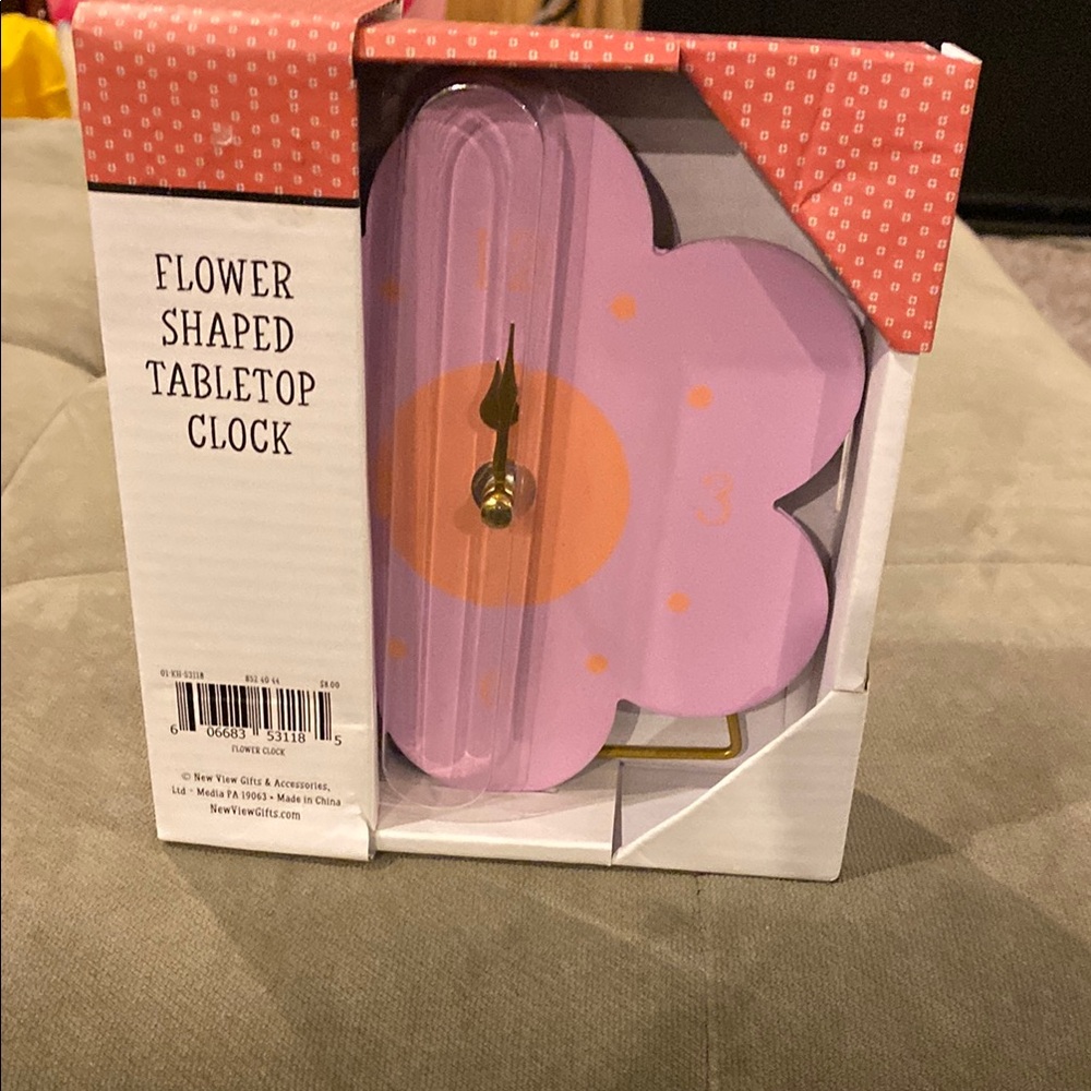 Flower Shaped Tabletop Clock - Pink and Orange